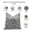thumbnail image 2 of Fabdivine Block Print Throw Pillow Cover, 18x18 Inch Pure Linen Decorative Cushion Cover, Floral Print Boho Design Light blue Pillow Cover for Sofa and Couch, 2 of 5