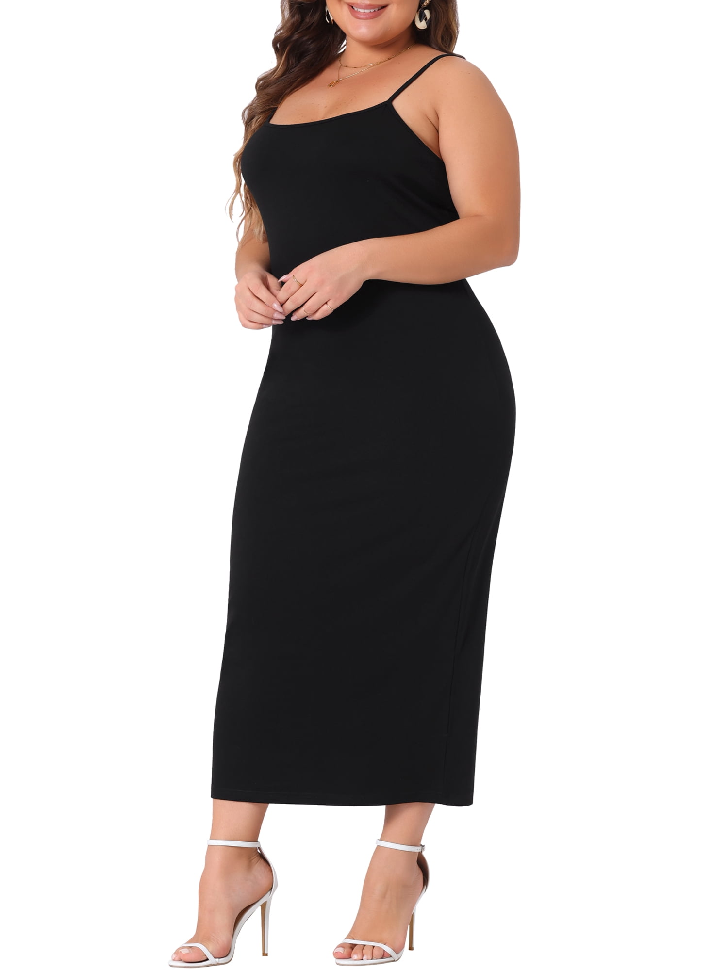 DARING DIVA Plus Size Cami Sleeveless Spaghetti Strap Maxi Long Dress 4X Black