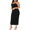 thumbnail image 2 of DARING DIVA Plus Size Cami Sleeveless Spaghetti Strap Maxi Long Dress 1X Black, 2 of 6
