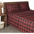 thumbnail image 3 of Woolrich 4-Piece Red/Black Buffalo Check Cotton Flannel Sheet Set, Cal King, 3 of 6
