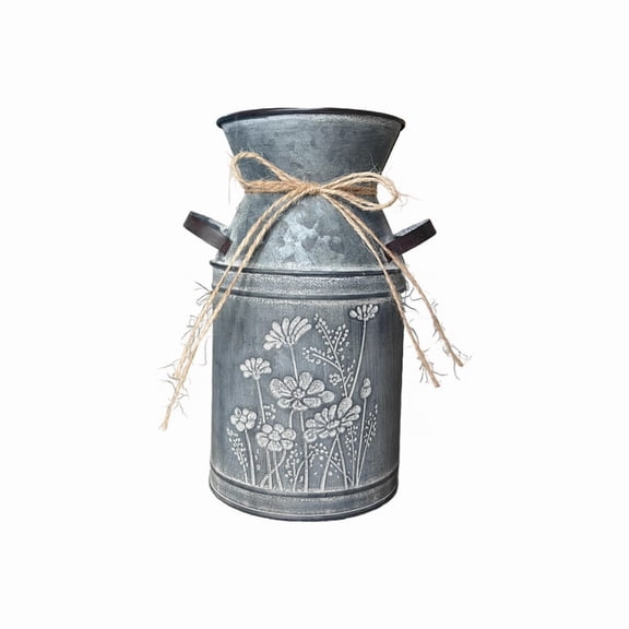 Taeuda Farmhouse Decors Galvanized Metal Flower Vases Shabby Milk Can Storage Pitcher Planter For Kitchen Bathroom Home Decors