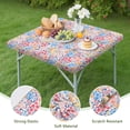 thumbnail image 4 of Pink Pioneer Flower Pattern Square Fitted Tablecloth with Elastic Edge,Square Table Cover,Washable Elastic Table Cover for Home Kitchen Party Decor 34"x34", 4 of 6