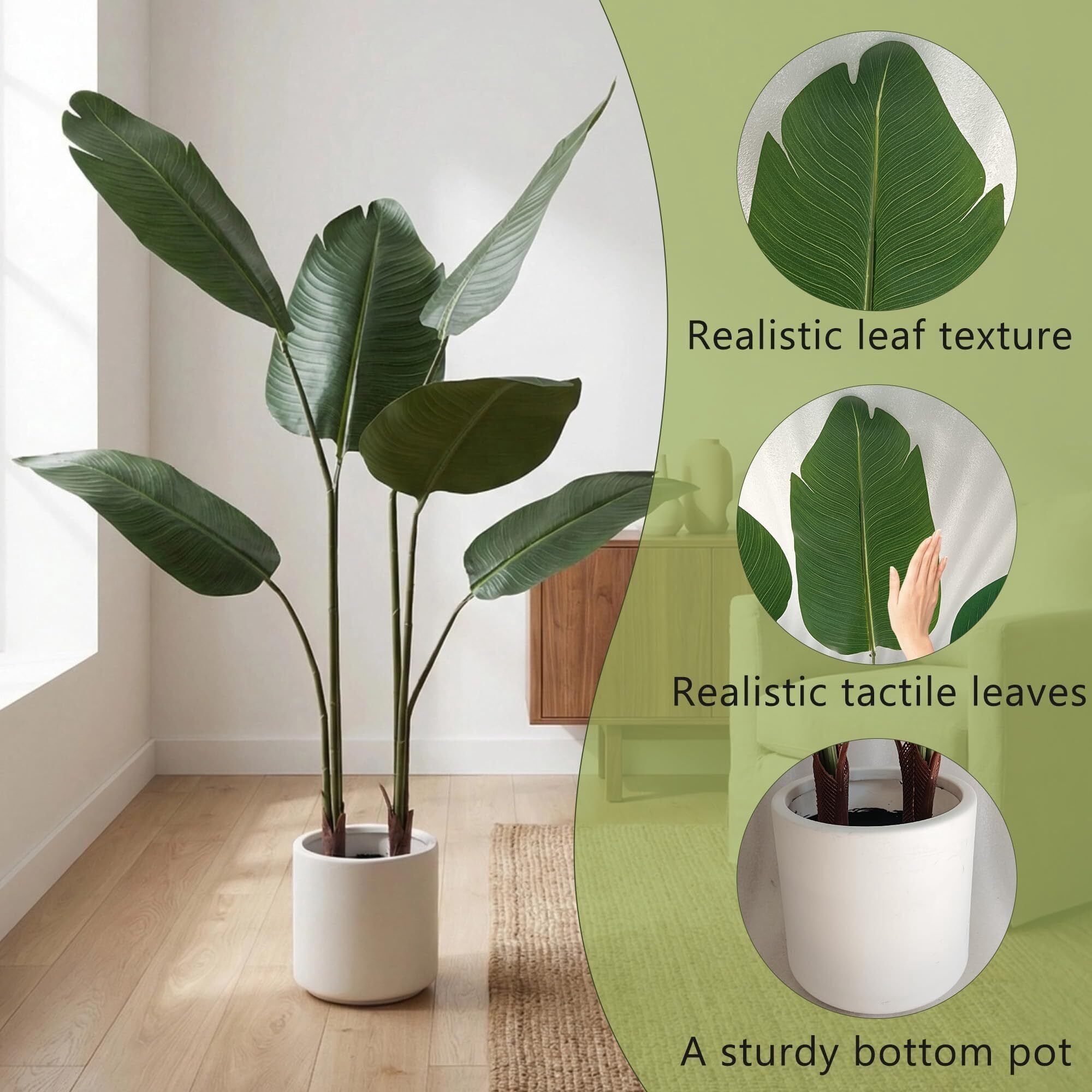 Easy4Home 2 Pack 3.3FT Artificial Plant Fake Tropical Palm Tree Potted Indoor Faux Floor Plant for Home Office Decor, White Pot