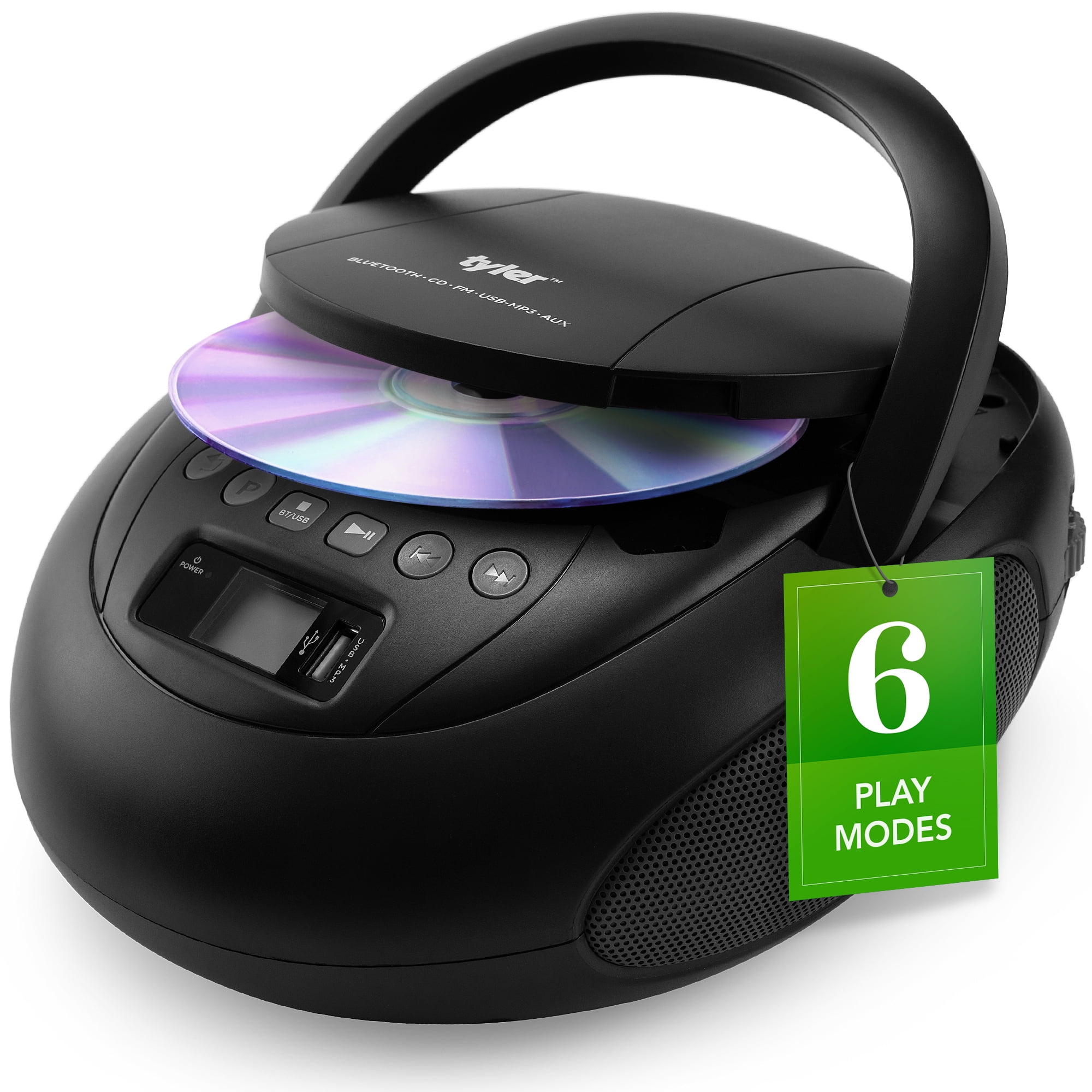 Tyler Generation Boombox with FM Radio, Bluetooth, USB Port, AC Cord, Black Tyler Generation Boombox with FM Radio, Bluetooth, USB Port, AC Cord, Black