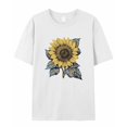 thumbnail image 7 of Watercolor Sunflower Men's T Shirts Yellow Floral T-Shirt for Men Crew Neck Tees Cotton Tops, White, S, 7 of 7