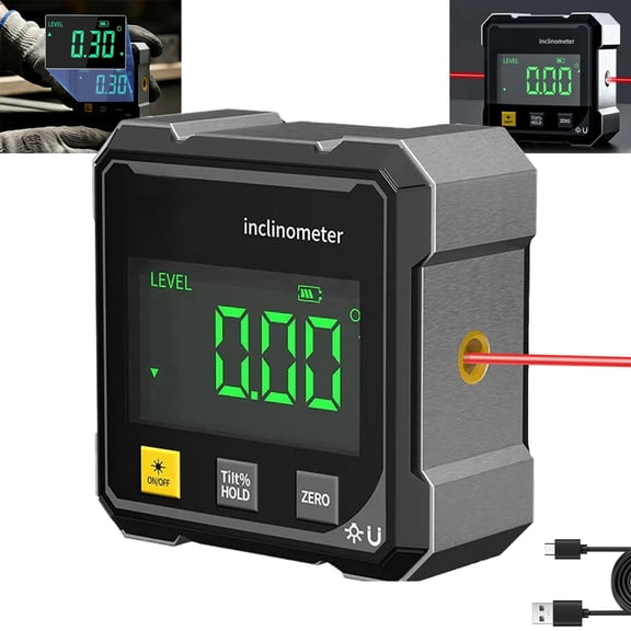LC-dolida Digital Angle Finder,Cube Inclinometer with Electronic Level 4-Side Strong Magnetic Base & Backlit Display,4×90° High-precision Measurement Rechargeable for Table Saw Miter Saw Woodworking