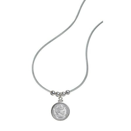 - American Coin Treasures Sterling Silver Barber Dime Pendant