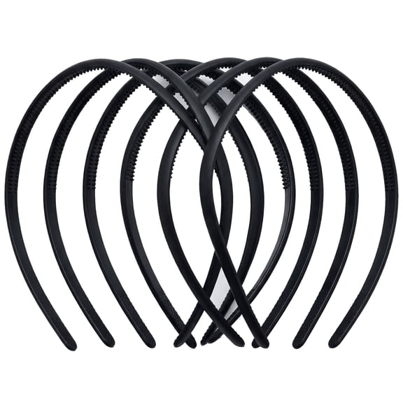 BlinkLLX 6 Pieces Plastic Plain Headbands With Teeth Comb - Halloween Skinny DIY Hair Bands for Women Girls (Black, 8 mm)