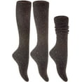 thumbnail image 2 of Lian LifeStyle Women's 1 Pair Exceptional Knee High Crew Wool Socks Non Slip, Cozy and Cool HR1412 Size 6-9 (Coffee), 2 of 4