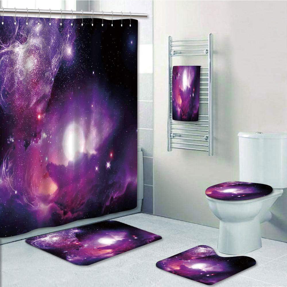 Space Shower Curtain Planet Star Clusters Print for Bathroom 