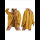 thumbnail image 3 of Chaqueta de Larga con Solapa Suelta para Mujer, Cárdigan Irregular con Bolsillo de Amarillo XL, 3 of 7