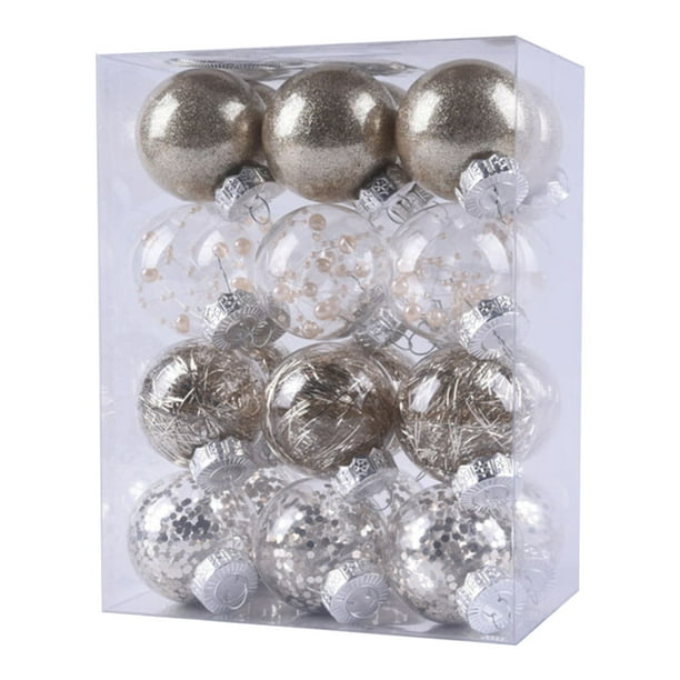 Fiudx Adornos para Árbol de Navidad, Brillantes, de Plástico Duradero, para Decoración Del Hogar, Fiestas y Centros de Mesa de Boda (Juego de 24 Piezas, 60 Mm de Diámetro).