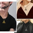 thumbnail image 2 of Jewmon Triangle Medallion Evil Eye Necklace Black Gold Plated Pyramid Third Eye Pendant for Men, 2 of 7
