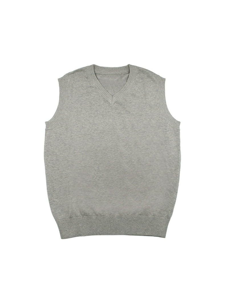Toptie Men Business V-Neck Knitted Sweater Vest, Cotton Fit Casual
