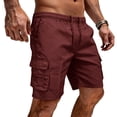 thumbnail image 2 of HKYNLAG Cargo Shorts for Men Relaxed fit Elastic Waist Athletic Work Shorts Summer Lightweight Hiking Shorts Multi Pockets Wine 2XL, 2 of 6