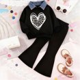 thumbnail image 2 of TOWED22 Kids Toddler Girl Clothes Print Sweatshirt Flared Pants 2Pc Outfits Set Infant Fall Winter Outfits,White,4-5 Y, 2 of 4