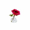 Open Rose In Bottle Vase- Fucshia