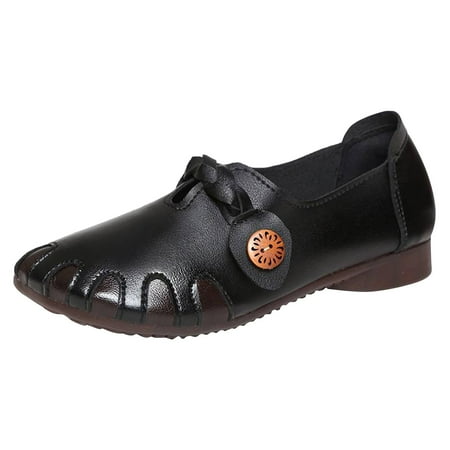 

Women Loafers Womens Fashion Soft Leather Beef Tendon Soft Bottom Flat Heel Single Shoes Round Toe Four Seasons Lazy Shoes