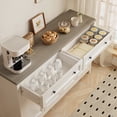 thumbnail image 3 of Aiho 55.1" Buffet Cabinet with 2 Drawers and 4 Doors, Farmhouse Sideboard Storage Cabinet with Adjustable Shelves for Kitchen, Living Room, Dining Room, White & Gray, 3 of 7