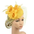 thumbnail image 4 of TODOZO Fascinators Tea Party Hat for Women - Kentucky Church Derby Hats Flower Mesh Feather Headband for Ladies Girls Hats for Fascinators Pillbox Flower Hat for Tea Wedding Church Yellow, 4 of 7