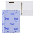 thumbnail image 3 of Pastel Butterflies Pattern 12.4x10.6in PVC Round Ring Binder, D-Ring 3-Hole, Metal Clip, 200 Sheets, 3 of 10