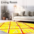 thumbnail image 2 of ODIKA 3'x5' Machine Washable Non-Slip Area Rug, Vibrant Interlocking Softball Seam Design With Bold Athletic Flair High Traffic Rug, Yellow, 670296, 2 of 5