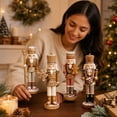 thumbnail image 5 of MInHoues Gingerbread Nutcracker Figurines Set of 4, Christmas Wooden Nutcracker Soldier Ornaments with Cookie Icing Design, Holiday Decor for Tabletop Mantel Shelf, Xmas Decoration Gift, 5 of 6