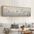 thumbnail image 2 of Large Framed Canvas Print Golden Butterfly Swarm Framed Canvas - Elegant Modern Nature Artwork Wall Art Decorative Ready to Hang Painting for Living room Bedroom - 60"x20" Natural Frame, 2 of 7