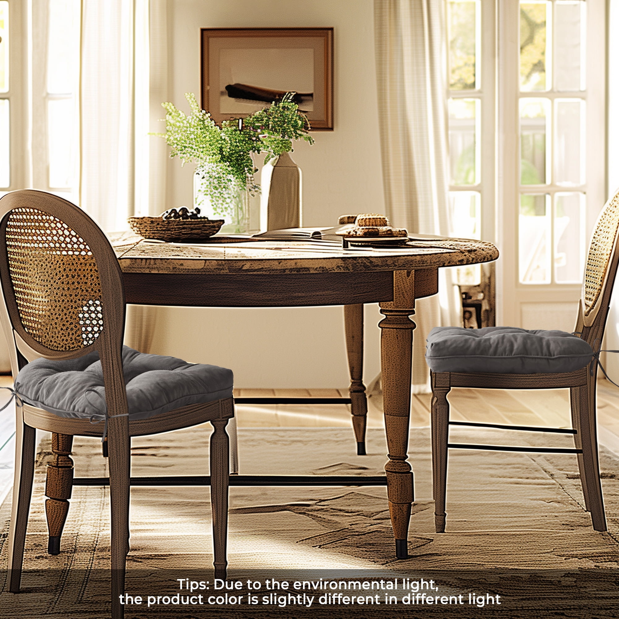 UNIKOME 19" x 19" Gray Seat Pads Cushions, Water-Resistant (2 Count)