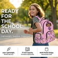 thumbnail image 6 of FKELYI Pink Bow Star Flower Print Kids Backpack for Girls 17 Inch School Backpacks Large Capacity Bookbag with Multi-Pockets Casual Daypack for Elementary Student, 6 of 7
