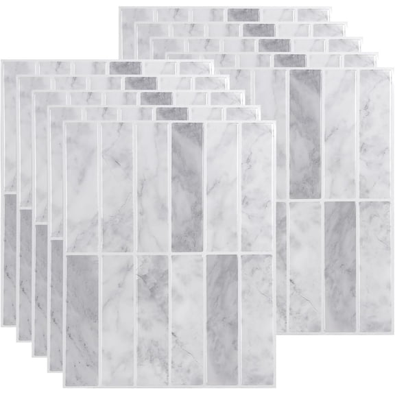 Peel and Stick Backsplash Tiles - 10 Pack  Self-Adhesive Wall Panels for Kitchen & Bathroom - , Heat-Resistant Stick- Tile - Modern Design (Marble - Grigio Carrara)