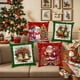 thumbnail image 4 of Juego de 4 fundas de almohada navideñas | Fundas de almohada con estampado navideño de Papá Noel | Fundas de cojín decorativas de poliéster de 45 x 45 cm para sofá cama y salón, 4 of 5