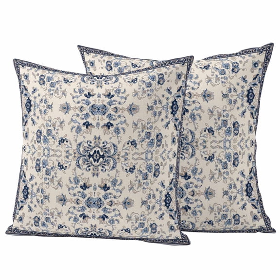 Boho Ethnic Outdoor Waterproof Pillow Covers, Vintage Shabby Southwest Floral Motifs Decorative Square Throw Pillowcase Sofa Cushion Sham for Patio/Couch/Chair, 16"x16" 2 Pack