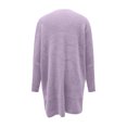 thumbnail image 5 of CheerKidz Women Solid Color Lantern Sleeve V Neck Cardigan Sweater Casual Long Sleeve Knitwear Soft Cozy Lightweight Warm Relaxed Fit Home Wear Sportswear Spring Daily Wear(Purple#1,S), 5 of 6