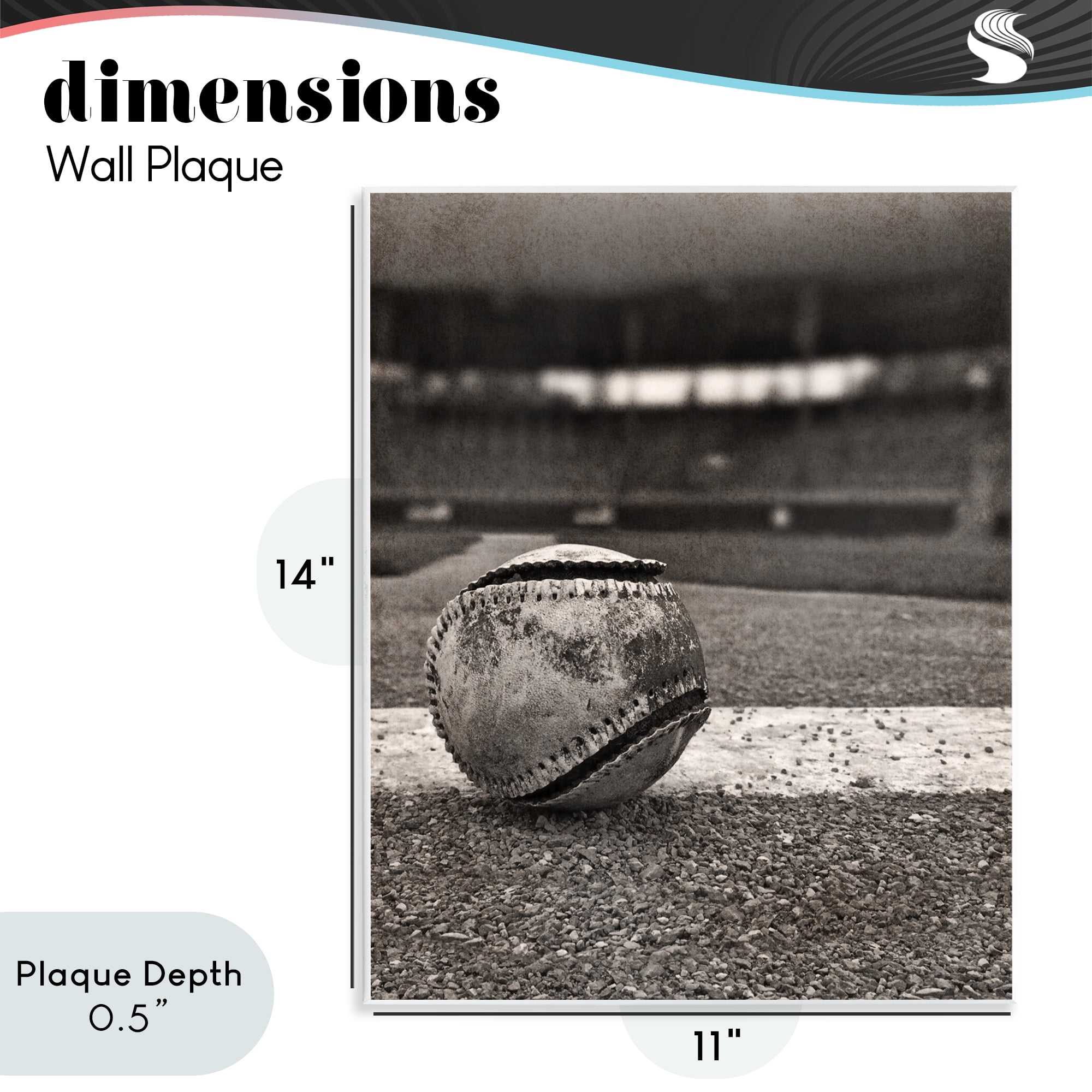 Stupell Industries Vintage Sports Weathered Baseball Wall Plaque Art, design by Marcus Prime