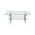 thumbnail image 4 of Holaki Rectangular Mirrored Glass Coffee Table, Modern Clear Tempered Glass Cocktail Table with Shelf for Living Room, Office, 4 of 6
