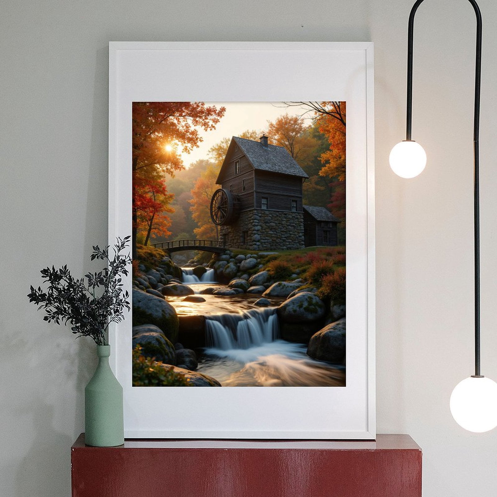 Diamond Art Kits for Adults - 5d Old Mill Autumn Waterfall Scene Diamond Painting for Adults, Diamond Art for Adults Beginners, Diamond Painting Kits for Adults for Home Wall Decor