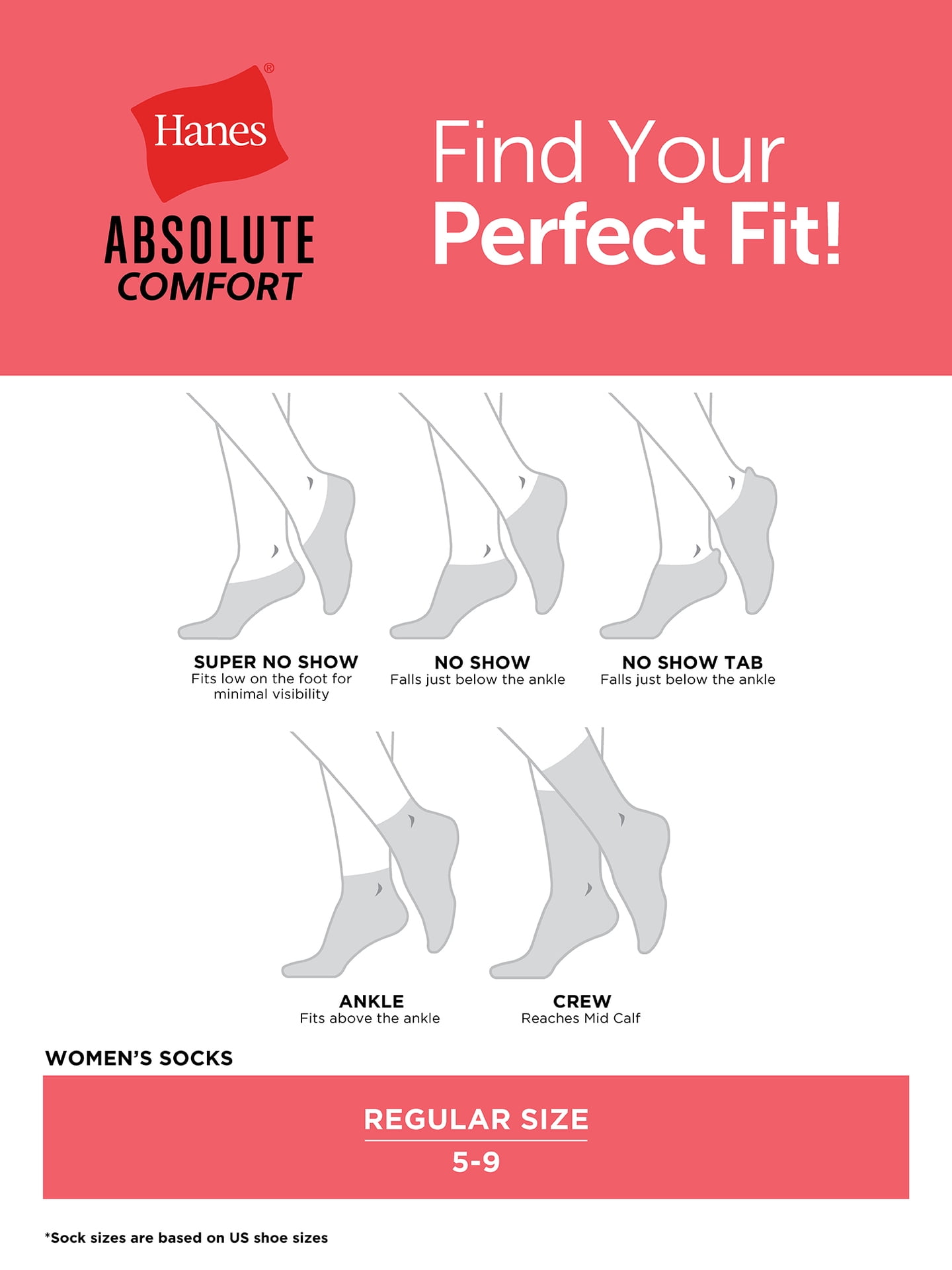 Hanes Women's Heel Shield Socks, Absolute Comfort, 4-Pack, Size 5-9