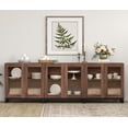 thumbnail image 2 of WAMPAT 3-in-1 Multifunctional Sideboard Buffet Cabinet with 6 Glass Doors and Adjustable Shelf Coffee Bar Storage Cabinet for Living Room Kitchen,Brown, 2 of 9