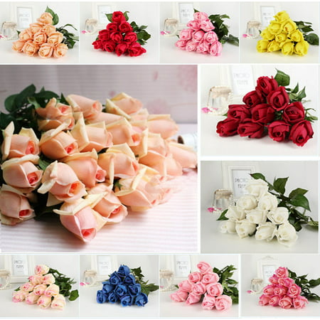 iMeshbean Artificial Colorful 20 Head Real Latex Touch Rose Flower Buds for Wedding Home Design & Bouquet Decoration