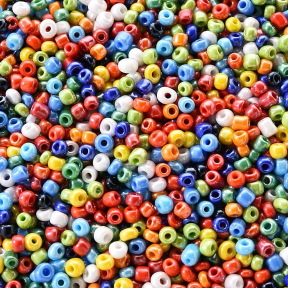 1Bag 8/0 Opaque Colors Rainbow Plated Round Glass Seed Beads Mixed Color 8/0 2.5~3.5x2~2.5mm Hole: 0.8~1mm 100g/Bag