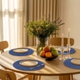 thumbnail image 5 of Vintage Navy Blue Round Placemats Set of 2 for Dinning Tables,Heat-proof Braided Table Mats 13 Inch,Farmhouse Retro Dark Solid Color Linen Texture Washable Place Mat for Kitchen Restaurant Party, 5 of 9