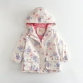 thumbnail image 2 of Girls Outdoor Floral Fleece Lined Light Windproof Jacket with Hood White 4-5 Years, 2 of 4
