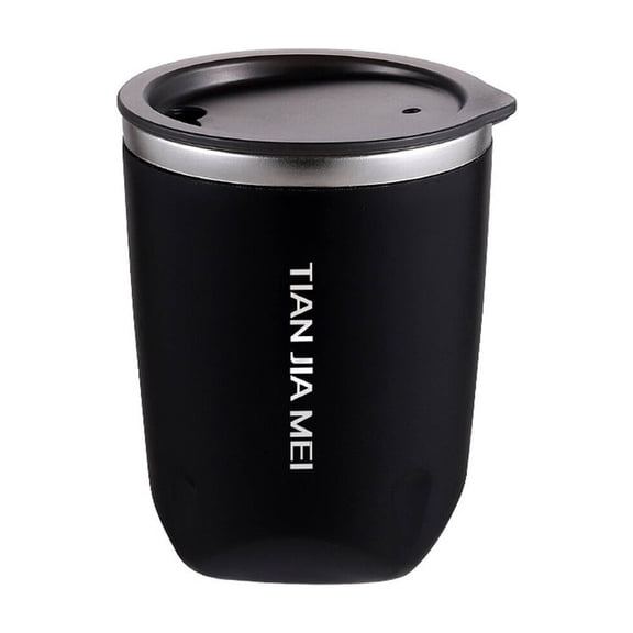 FACEGA Stainless Steel Tumblers,Polished Stainless Steel Water Bottles,Portable Storage Foldable Handle Coffee Cups with Lids,Black