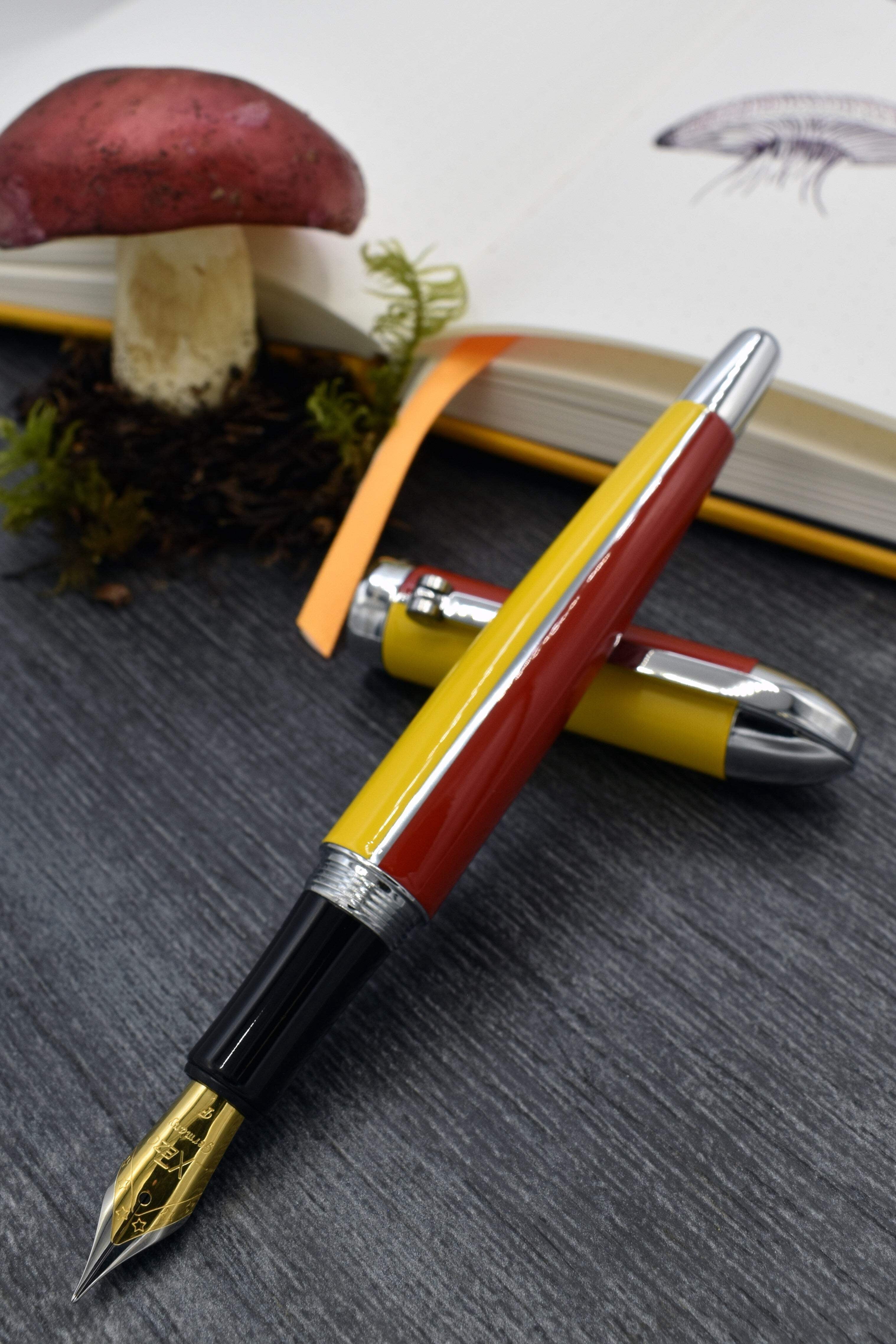 Xezo Xezo Visionary® Brass  Aluminum Enameled Fountain Pen (Fine Nib) - Aspen Gold / Red