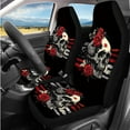 thumbnail image 2 of Binienty Gothic Skull Auto Seat Covers Front and Rear Bench Protectors Red Rose Carseat Covers with Headrest Cover Seatbelt Pads Armrest Cover Steering Wheel Cover Automotive Interior Accessories, 2 of 8