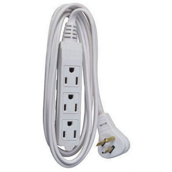 Master Electrician 03517ME 6' Foot 16/3 SPT-2 White Vinyl Low Profile Cube Tap Extension Cord - Quantity of 4