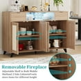 thumbnail image 6 of Rattan Buffet Cabinet w/ Charging Station & LED Light, Coffee Bar Cabinet w/4 Doors & 2 Drawers & Adjustable Shelves for Dining Living Room, Hallway, Natrual, 6 of 7