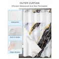 thumbnail image 2 of No Hook Shower Curtain with Snap in Liner,Grey Gradient Marble Abstract Art Waterproof Bath Curtain Double Layers with See Through Top Window,Gold Foil Hotel Shower Curtains 36x72in, 2 of 9