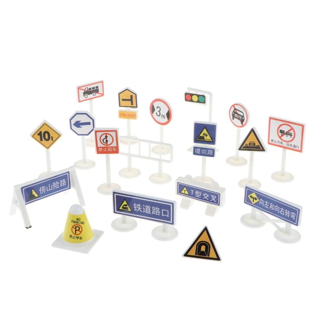Accesorios De Juguetes Para Automóviles Señales De Tráfico Conocimiento Del Tráfico Aprendizaje Diversión De Simulación Yotijar Juguete Playset de señales de tráfico